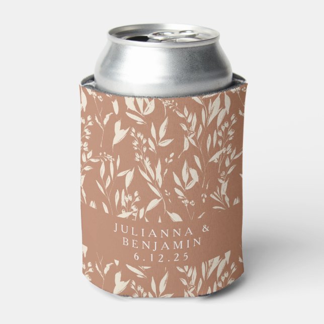 Boho Terracotta Hand Drawn Floral Wedding Custom Dosenkühler (Kanne Vorderseite)