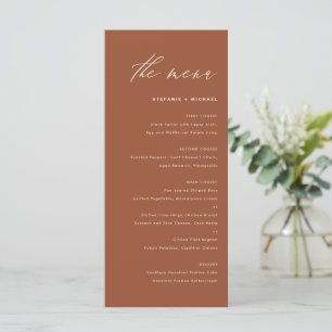 Boho Terracotta handgeschriebene Kalligrafie Weddi Menükarte