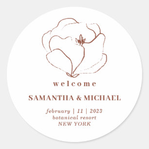 Boho Terracotta Indie Rustic Welcome Wedding Runder Aufkleber