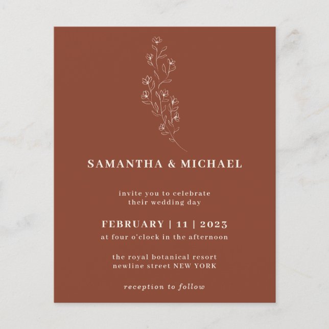 Boho Terracotta Indie Rustikales botanisches Budge Flyer (Vorne)