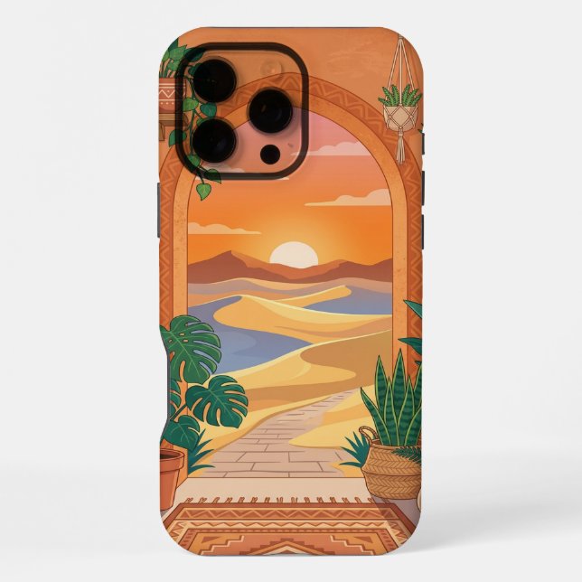 Boho Terracotta iPhone 16 Pro Max Hülle | Tropisch (Rückseite)