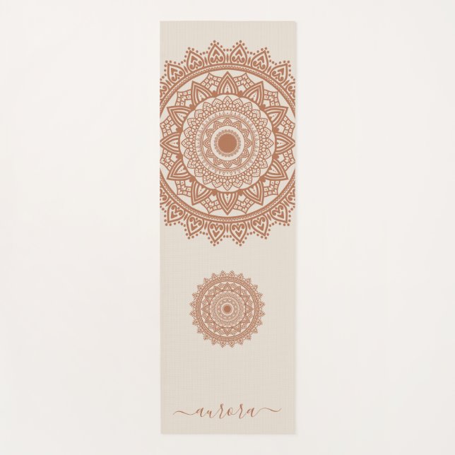 Boho Terracotta Mandala auf dem Individuelle Name  Yogamatte (Vorderseite)