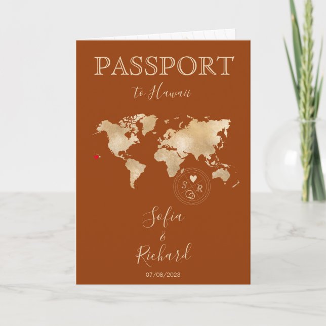 Boho Terracotta Mariage Passport Carte du monde Ha (Devant)