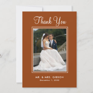Boho Terracotta Mariage photo Carte de remerciemen