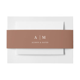 Boho Terracotta Minimal und Chic Monogram Wedding Einladungsbanderole
