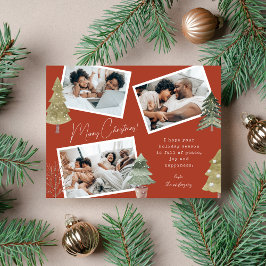 Boho Terracotta Multi Foto Weihnachtsbaum Feiertagspostkarte
