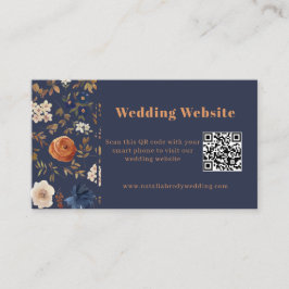 Boho Terracotta Navy Blue Wedding Card Visitenkarte