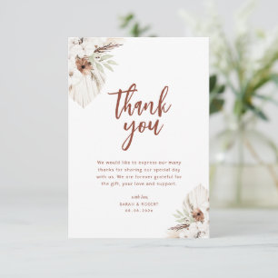 boho terracotta pampas fallen floral danke Karte