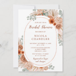 Boho Terracotta Pampas Grass Brautparty Einladung