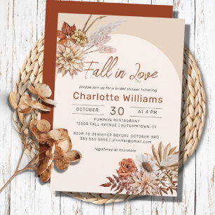 Boho Terracotta Pampas Grass Floral Brautparty Einladung
