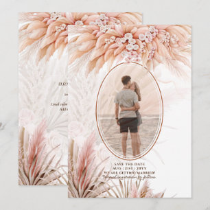 Boho Terracotta Pampas Grass FOTO Wedding Save The Date