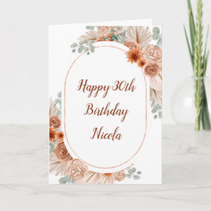 Boho Terracotta Pampas Grass Karte