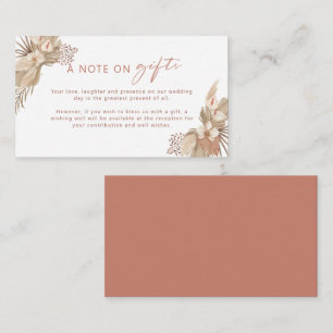 Boho Terracotta Pampas Grass note sur carte cadeau
