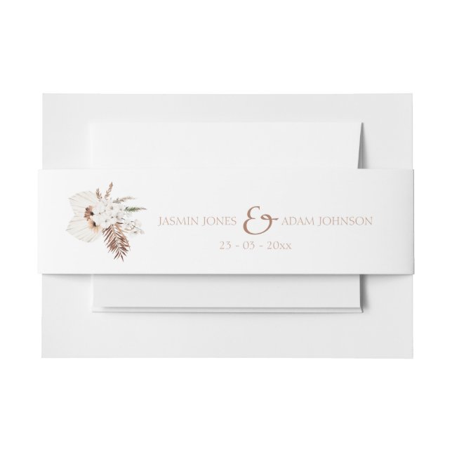 Boho Terracotta Pampas Grass Orchid Wedding Einladungsbanderole (Vorderseite Beispiel)