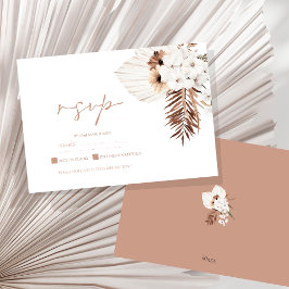 Boho Terracotta Pampas Grass Orchid Wedding RSVP Karte