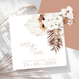 Boho Terracotta Pampas Grass Orchid Wedding Save The Date
