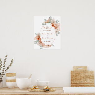 Boho Terracotta Pampas Grass Poster