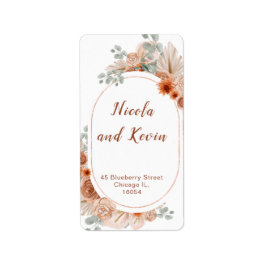 Boho Terracotta Pampas Grass Registry Adressaufkleber