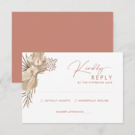Boho Terracotta Pampas Grass UAWG Reply Card RSVP Karte