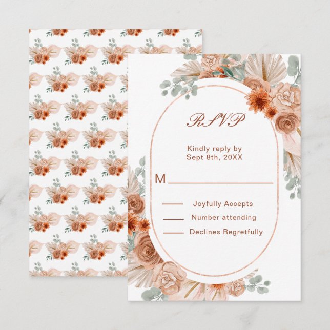 Boho Terracotta Pampas Grass UAWG RSVP Karte (Vorne/Hinten)