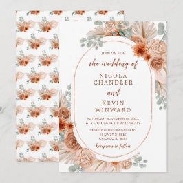 Boho Terracotta Pampas Grass Wedding Einladung