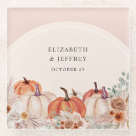 Boho Terracotta Pampas Pumpkins Hochzeit im Herbst Glasuntersetzer