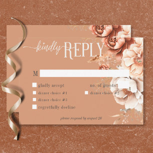 Boho Terracotta Peach & Cream RSVP Karte