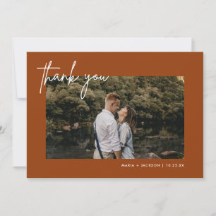 Boho Terracotta Photo Mariage Merci Cartes