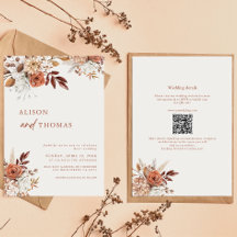 Boho Terracotta QR Code 2 in 1 Hochzeit