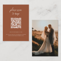 Boho Terracotta QR Code Foto Wedding RSVP