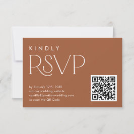 Boho Terracotta QR Code UAWG Wedding Card RSVP Karte