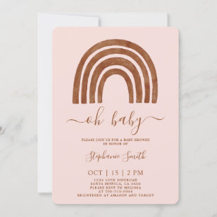 Boho Terracotta Rainbow Baby shower Invitation