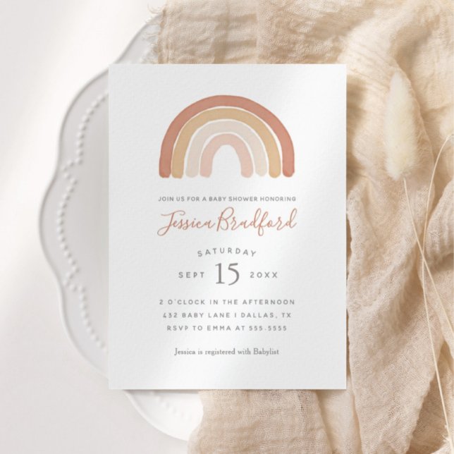 Boho Terracotta Rainbow Baby shower Invitation (Créateur téléchargé)