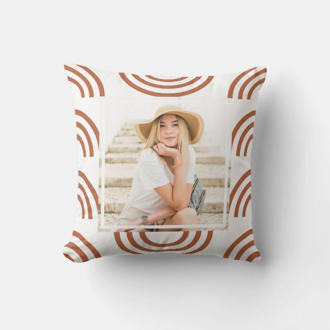 Boho Terracotta Rainbow Foto Kissen (Vorderseite)