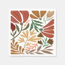 Boho Terracotta Retro Abstrakte Blumenhochzeit Serviette