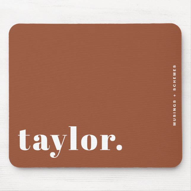 Boho Terracotta Retro Typografie Personalisiert Mousepad (Vorne)
