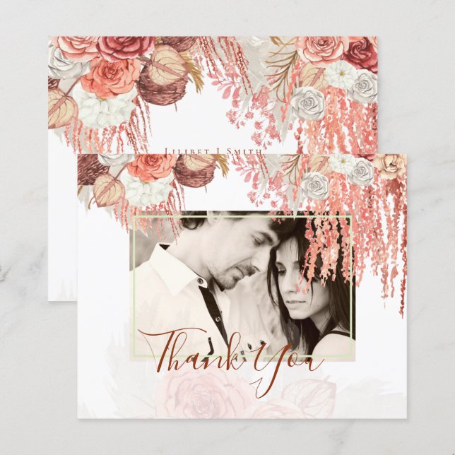 Boho Terracotta Rose Pampas Grass Floral Wedding (Vorne/Hinten)