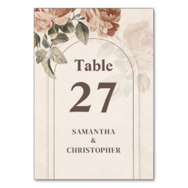Boho Terracotta Rose Salbei grüne Blätter Bogen Tischnummer