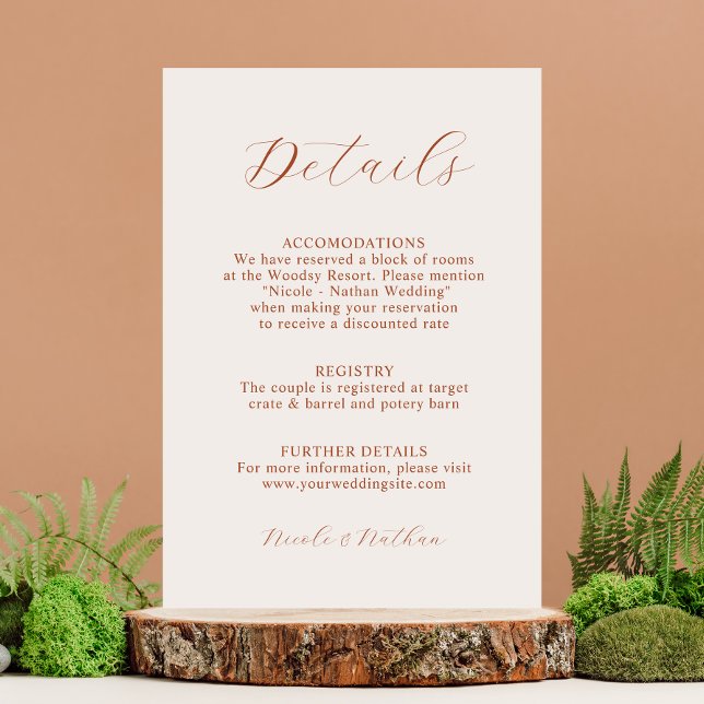 Boho Terracotta Rust Blume Wedding | Details ENCL Begleitkarte (Von Creator hochgeladen)