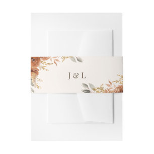 Boho Terracotta Rust Fall Floral Wedding Einladungsbanderole