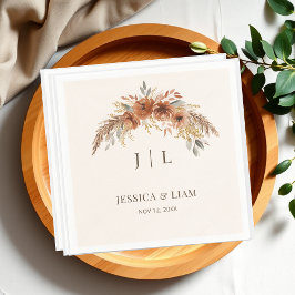 Boho Terracotta Rust Fall Floral Wedding Serviette