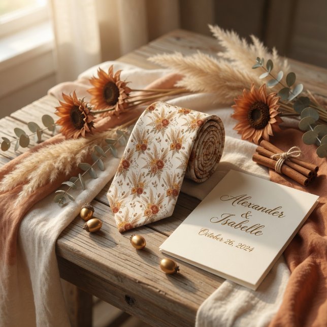 Boho Terracotta Rustic Botanical Krawatte (Von Creator hochgeladen)