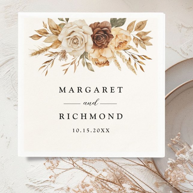 Boho Terracotta Rustic Floral Wedding Serviette (Von Creator hochgeladen)