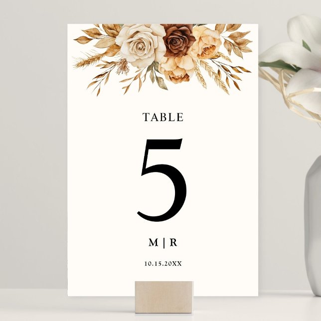 Boho Terracotta Rustic Floral Wedding Tischnummer (Von Creator hochgeladen)