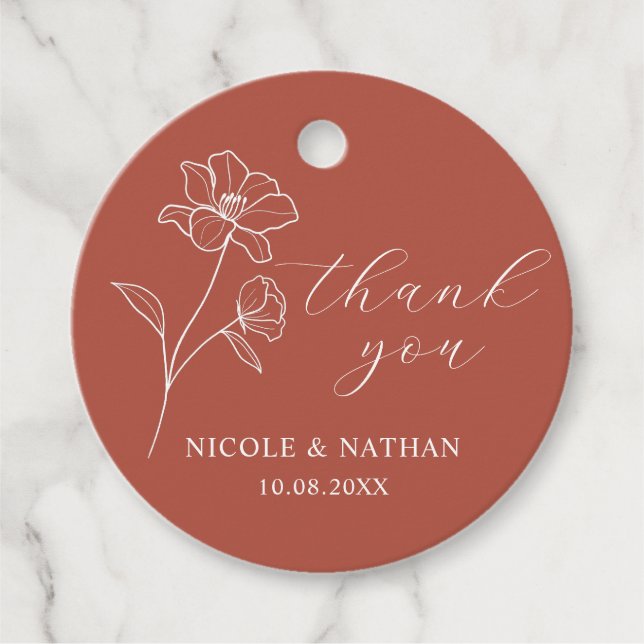 Boho Terracotta Rustic Wedding | Vielen Dank Geschenkanhänger (Vorderseite)