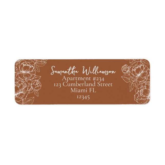 Boho Terracotta Rustikale Rücksendeadresse Hochzei (Vorne)