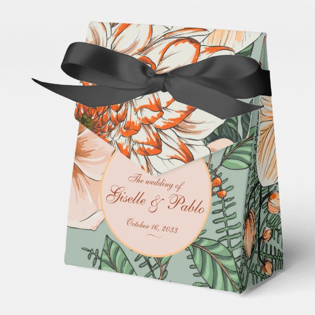 Boho Terracotta Sage Fall Floral Wedding Geschenkschachtel (Vorderseite)