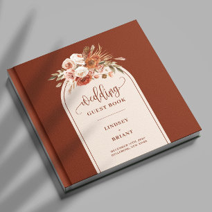 Boho Terracotta Sage Pampas Grass Floral Gästebuch