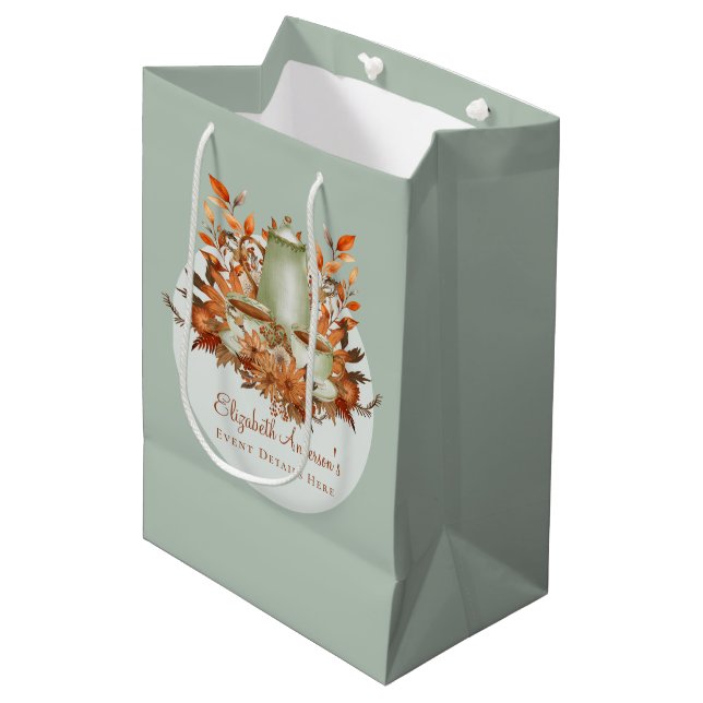 Boho Terracotta Sage Party Paradies für Kletterhex Mittlere Geschenktüte (Vorderseite Schrägansicht)