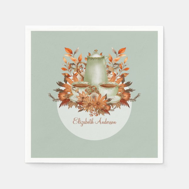 Boho Terracotta Sage Tee Party Florenz Serviette (Vorderseite)